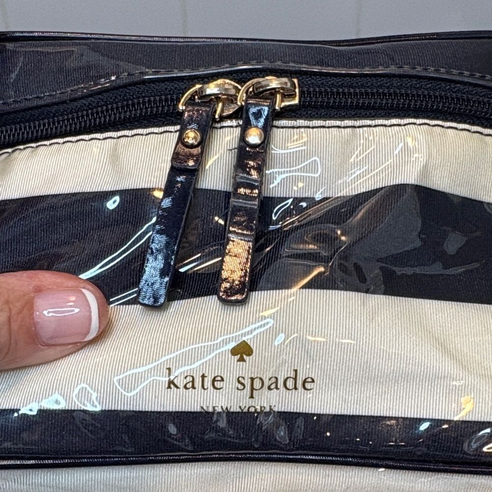 Kate Spade Cosmetics Bag Striped Travel Toiletry Cosmetic Case Pouch - Picture 10 of 16